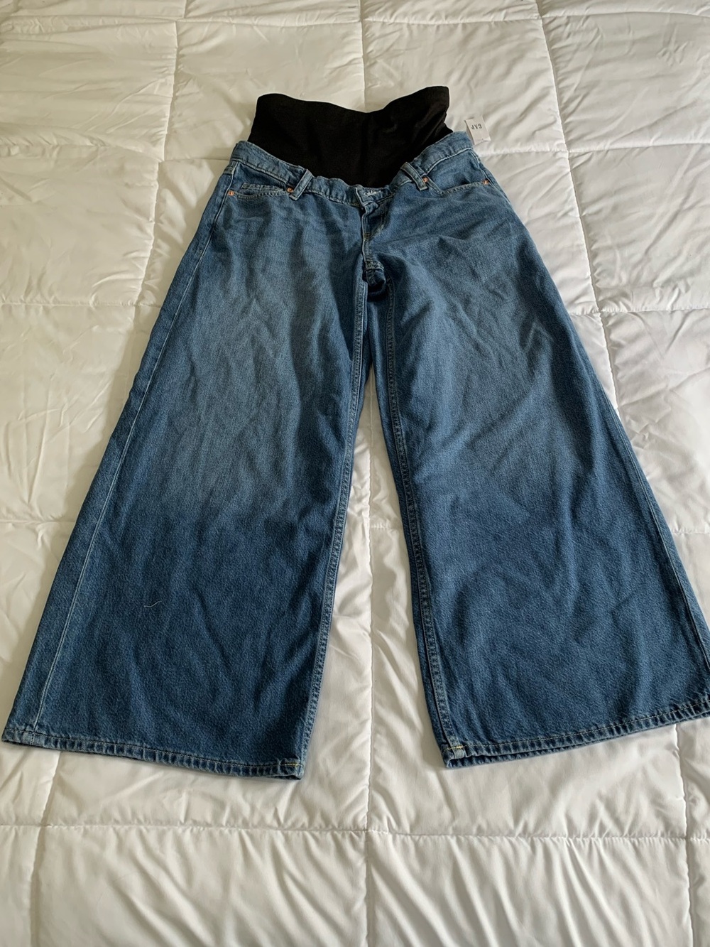GAP Wide Leg Maternity Jeans - Blue with Black Waist Panel